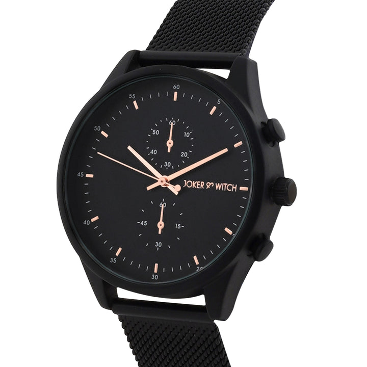 Beetle Black Large Dial Mesh Strap Men's Watch