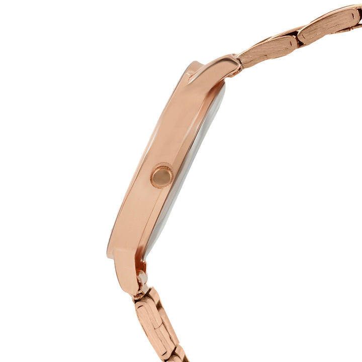 Luna White Medium Dial Rose Gold Linked Chain Strap Women's Watch