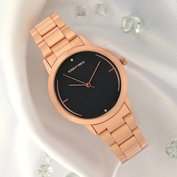 Luna Grey Medium Dial Rose Gold Linked Chain Strap Women's Watch