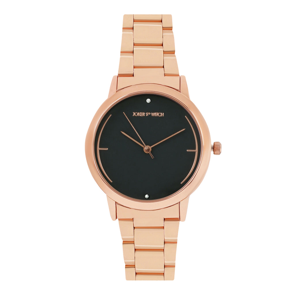 Luna Grey Medium Dial Rose Gold Linked Chain Strap Women's Watch