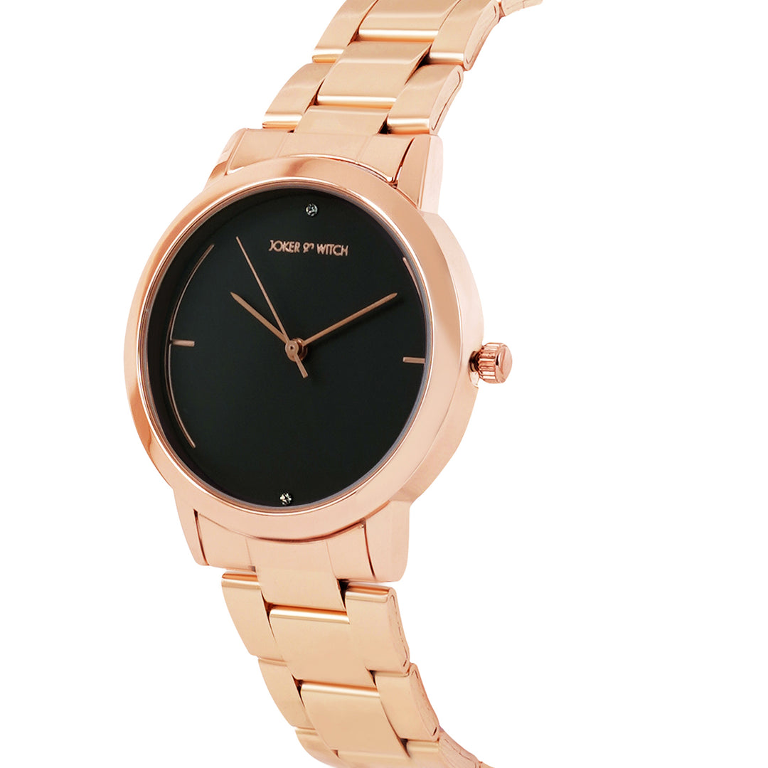 Luna Grey Medium Dial Rose Gold Linked Chain Strap Women's Watch