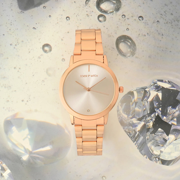 Midnight Rose Gold Medium Dial Linked Chain Strap Women's Watch