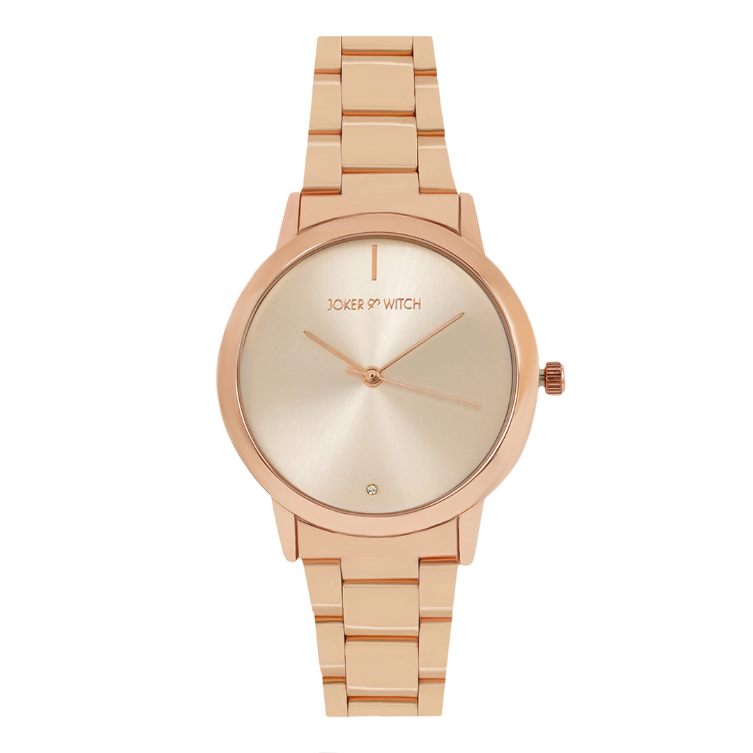 Midnight Rose Gold Medium Dial Linked Chain Strap Women's Watch