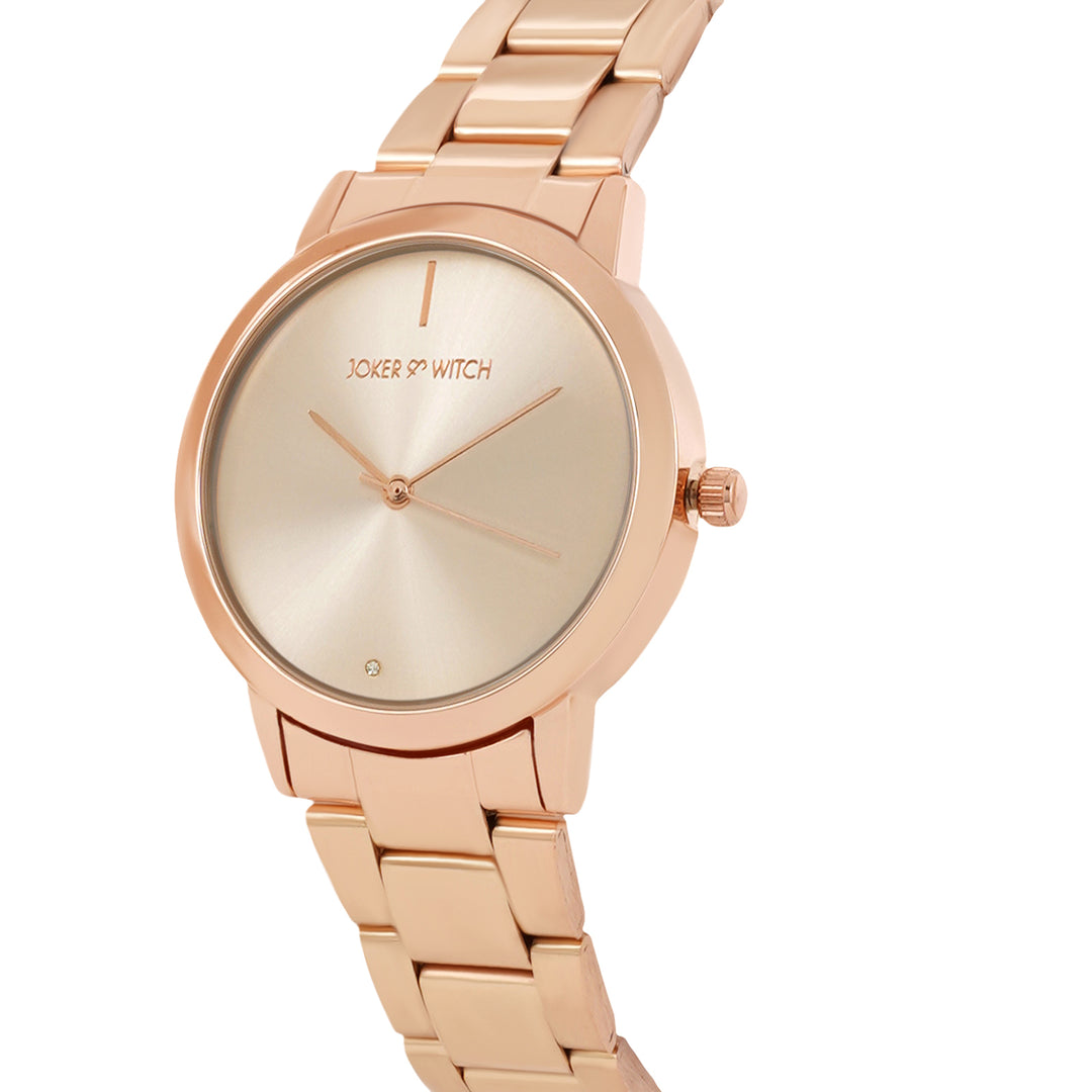 Midnight Rose Gold Medium Dial Linked Chain Strap Women's Watch
