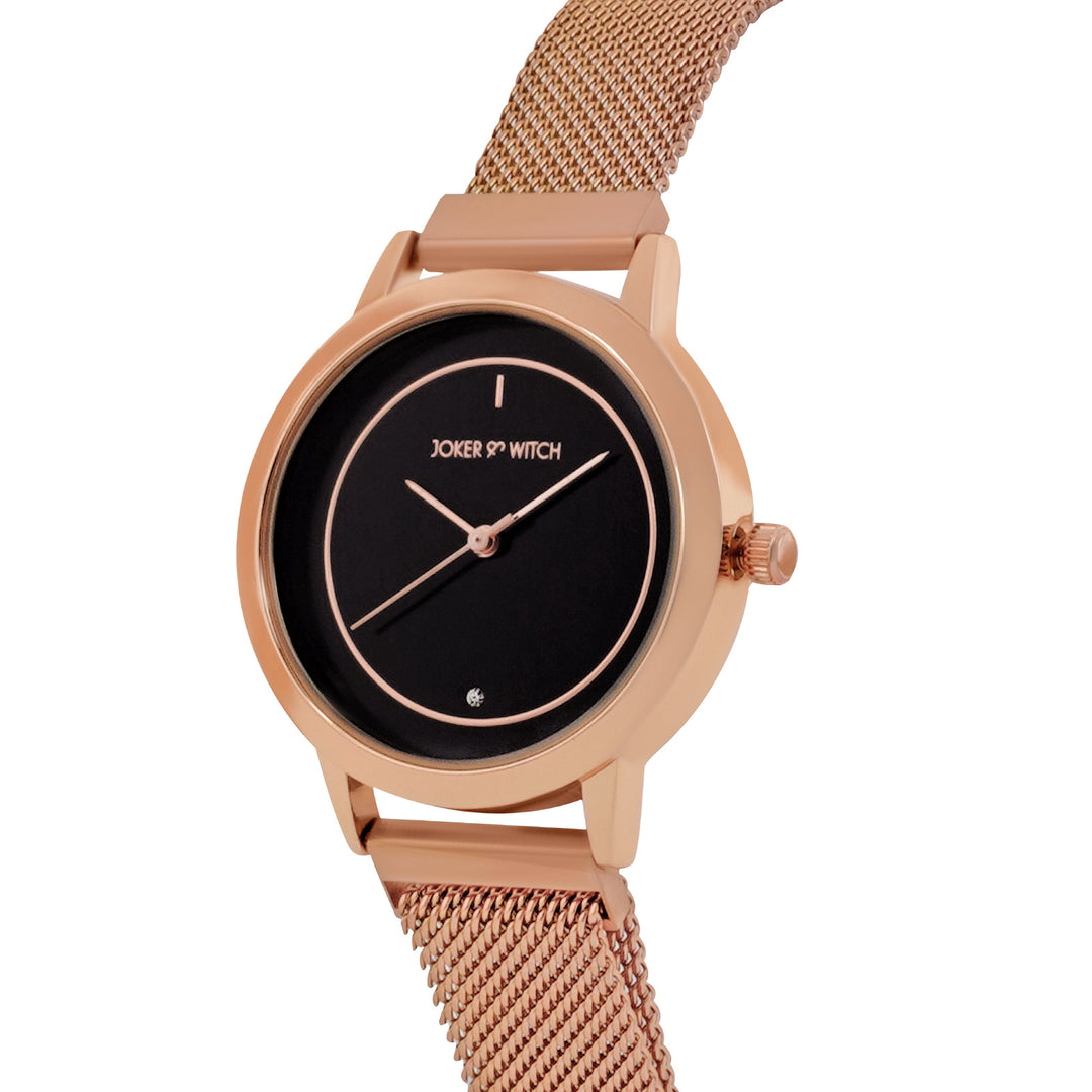 Eclipse Black Medium Dial Rose Gold Magnetic Strap Women's Watch