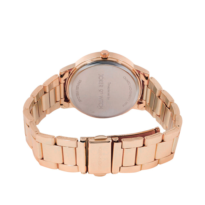Eclipse Black Medium Dial Rose Gold Linked Chain Strap Women's Watch