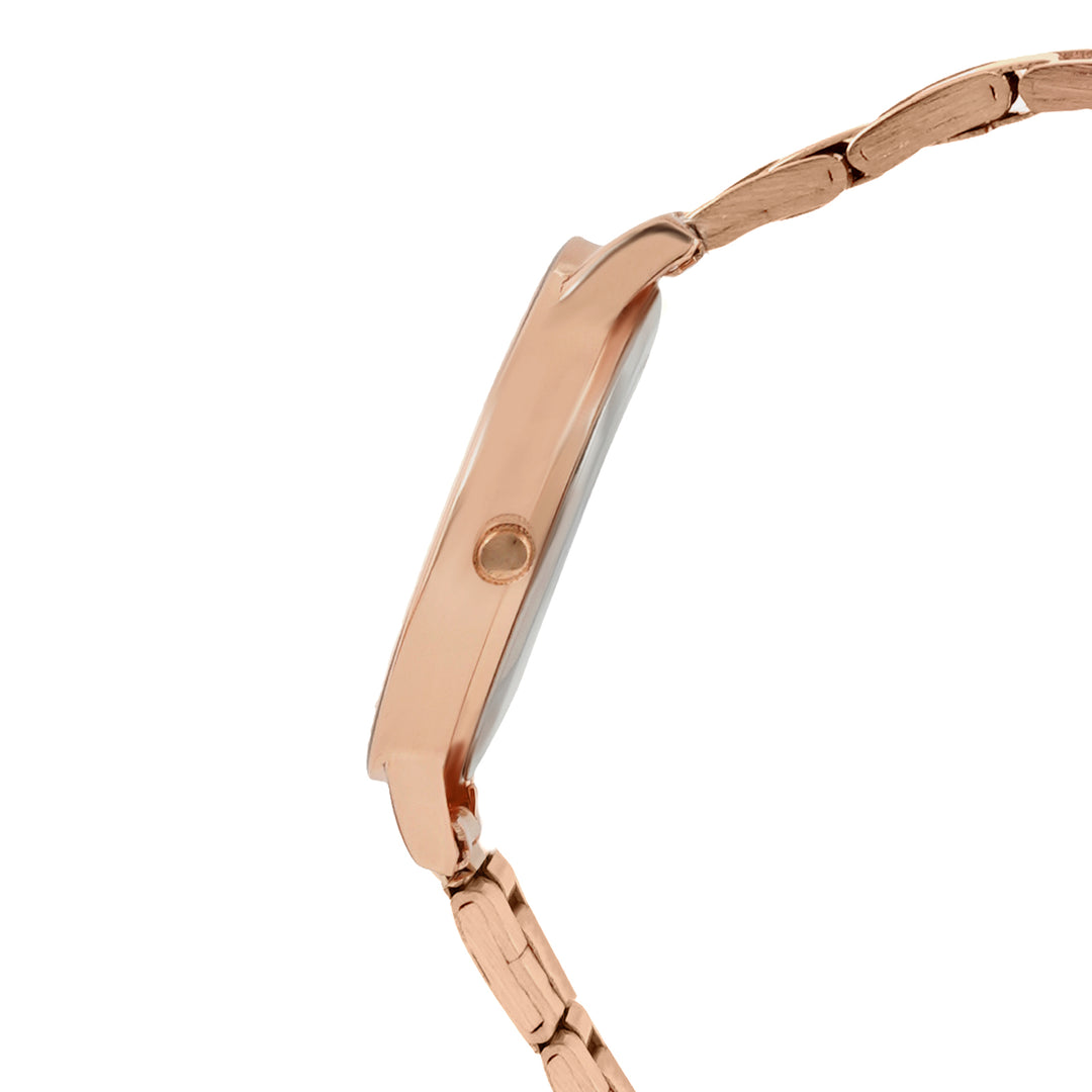 Eclipse White Medium Dial Rose Gold Linked Chain Strap Women's Watch