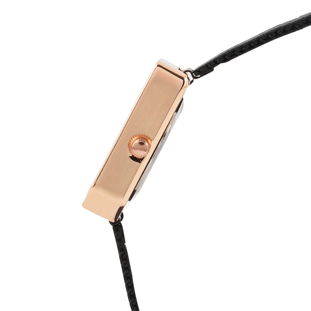 Edge Black Small Hexagon Dial Mesh Strap Women's Watch