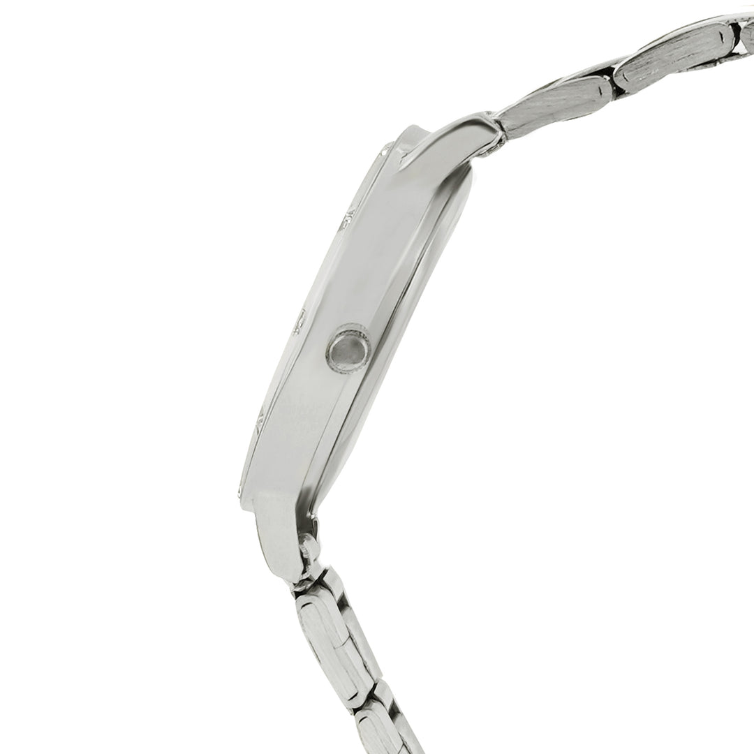 Dusk Black Large Rhinestone Dial Silver Linked Chain Strap Women's Watch