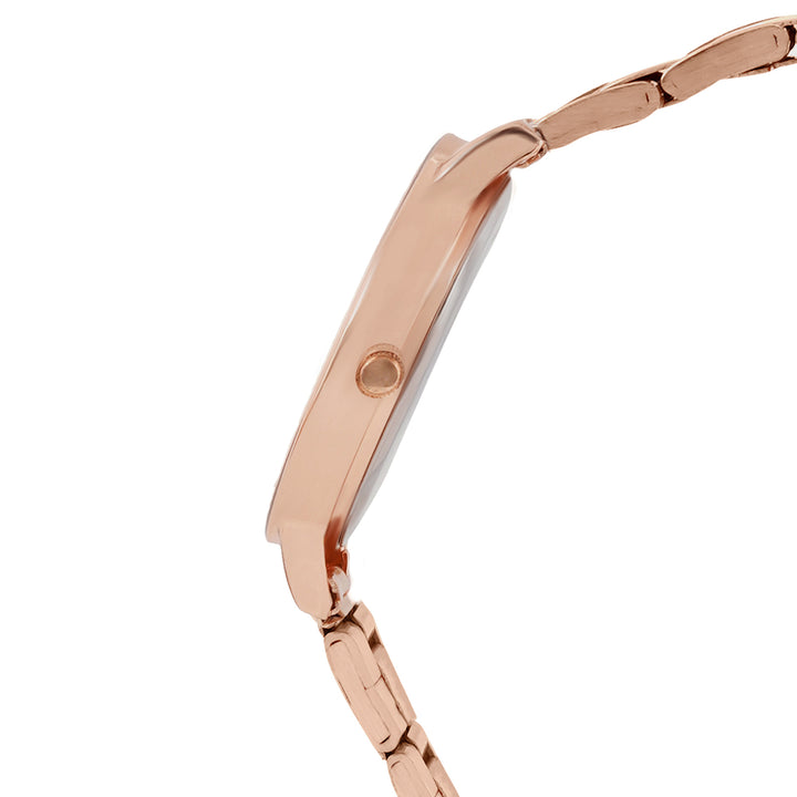 Castor Grey Large Rhinestone Dial Rose Gold Linked Chain Strap Women's Watch