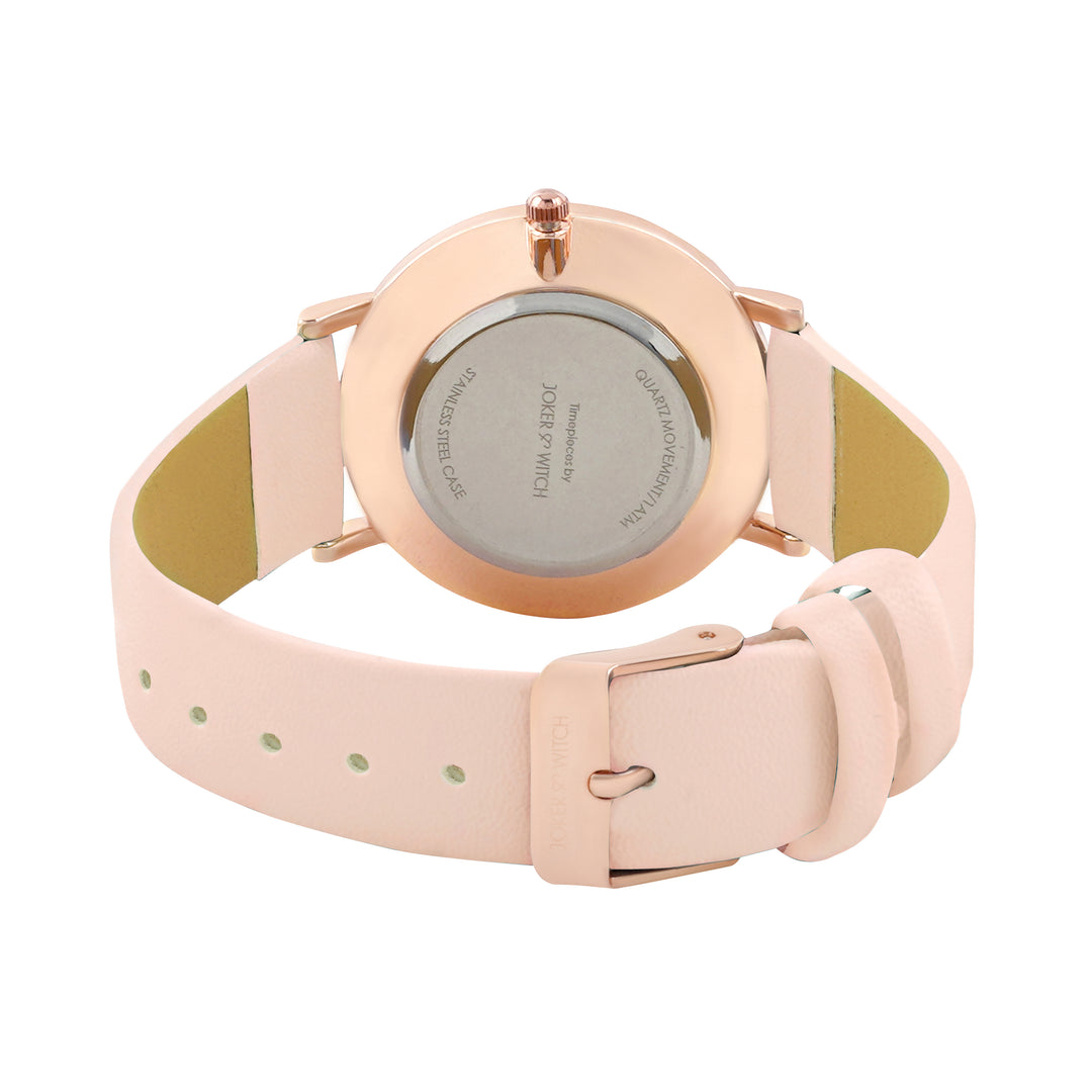 Printed Bloom In White Medium Dial Pink PU Strap Women's Watch