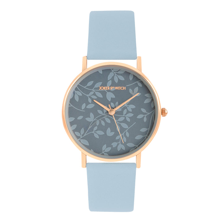Printed Fern Blue Medium Dial PU Strap Women's Watch