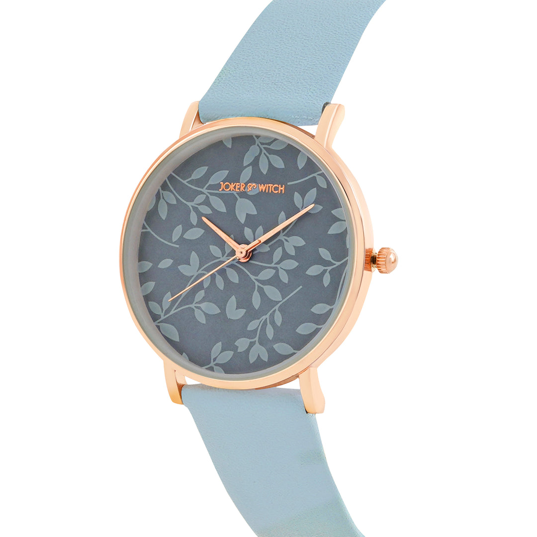 Printed Fern Blue Medium Dial PU Strap Women's Watch