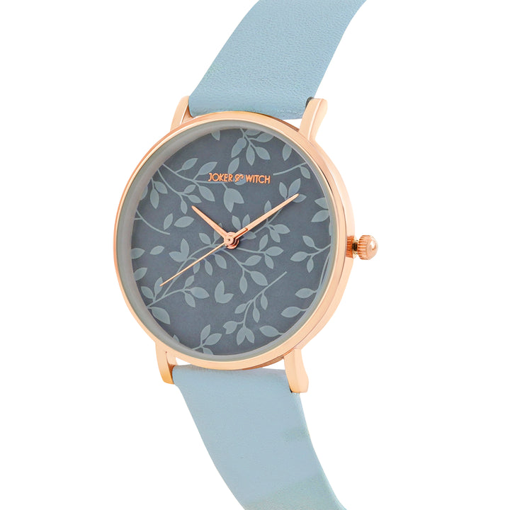 Printed Fern Blue Medium Dial PU Strap Women's Watch
