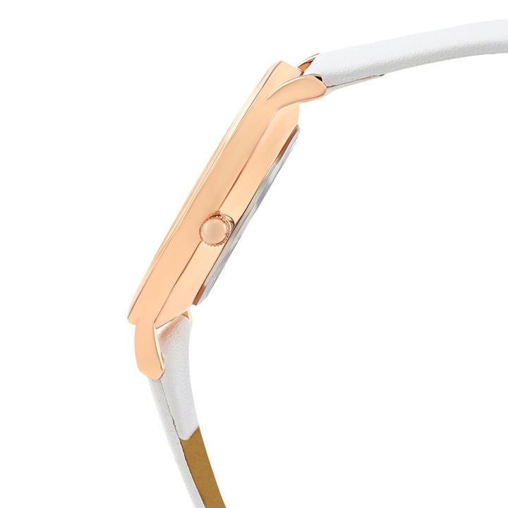 Printed Summer Sunshine Yellow Medium Dial White PU Strap Women's Watch