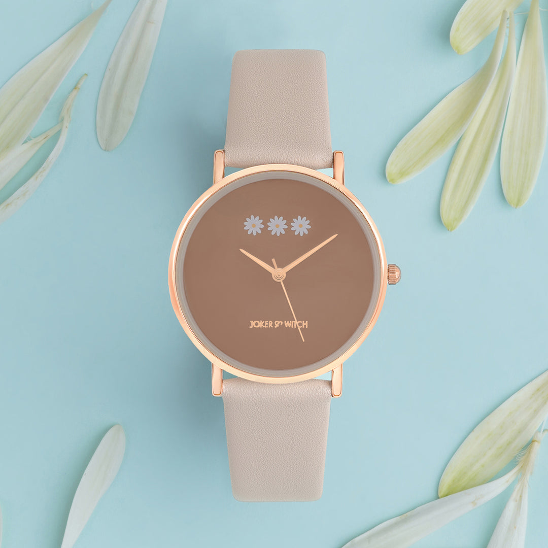 Printed Musky Brown Medium Dial PU Strap Women's Watch