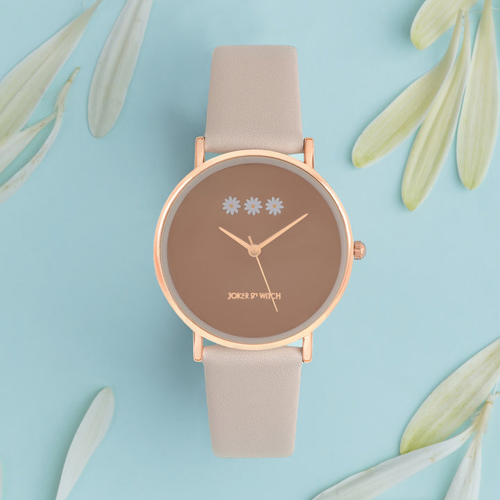 Printed Musky Brown Medium Dial PU Strap Women's Watch