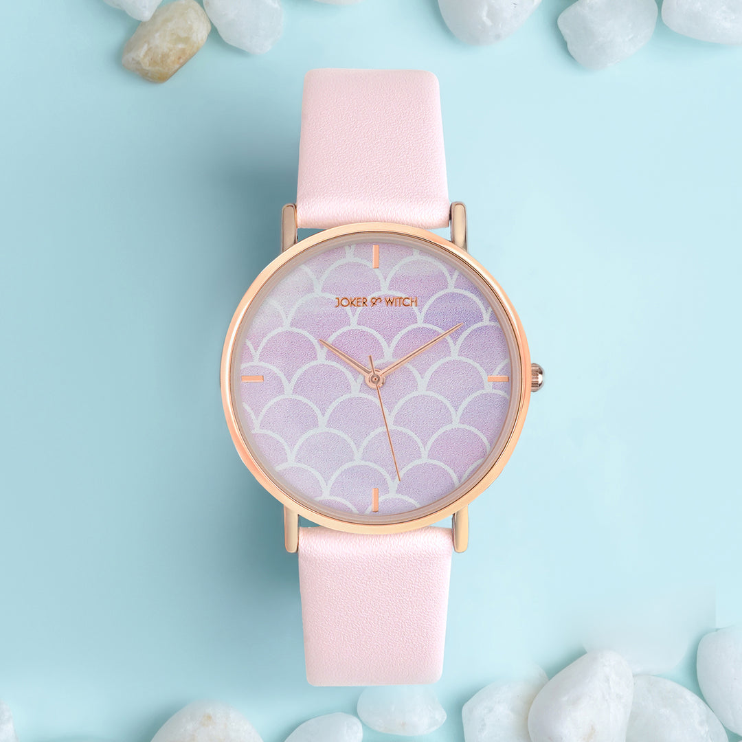Printed Dreamy Pink Medium Dial PU Strap Women's Watch