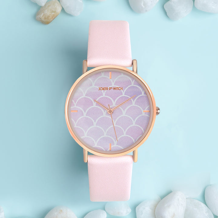Printed Dreamy Pink Medium Dial PU Strap Women's Watch