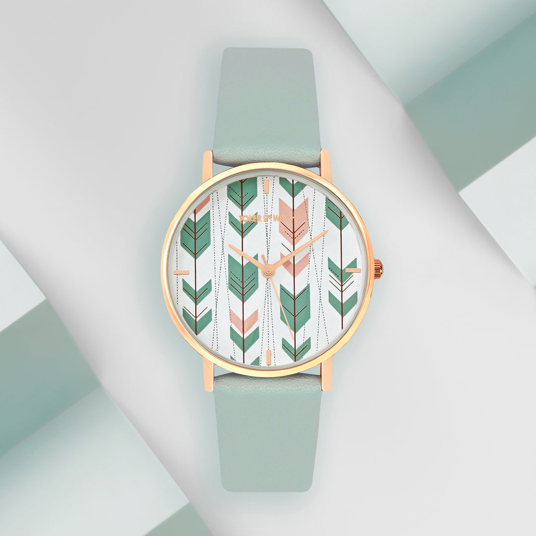 Printed Enchantress Medium Dial Green PU Strap Women's Watch