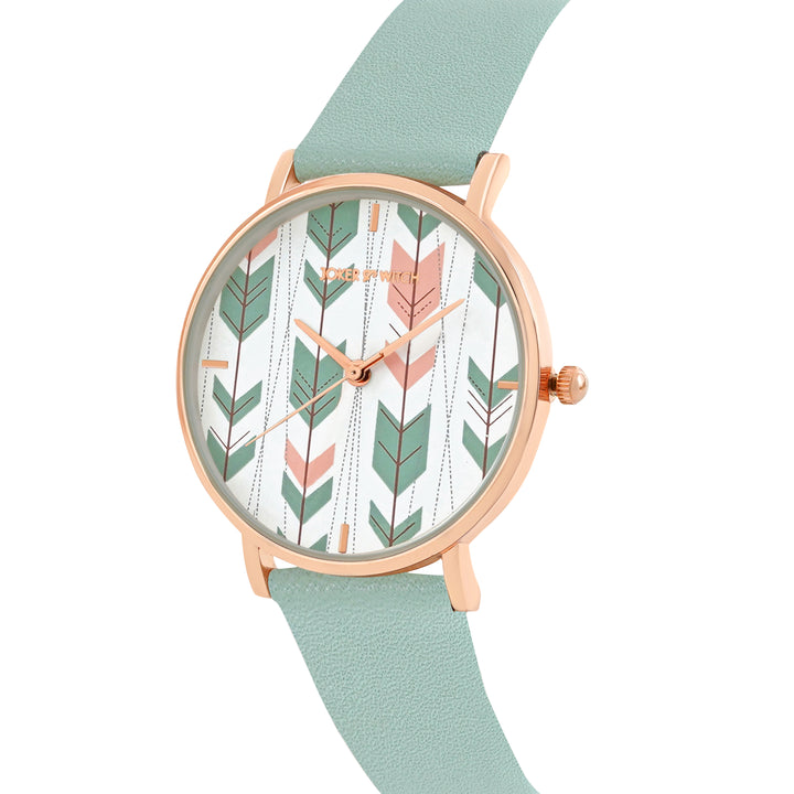 Printed Enchantress Medium Dial Green PU Strap Women's Watch