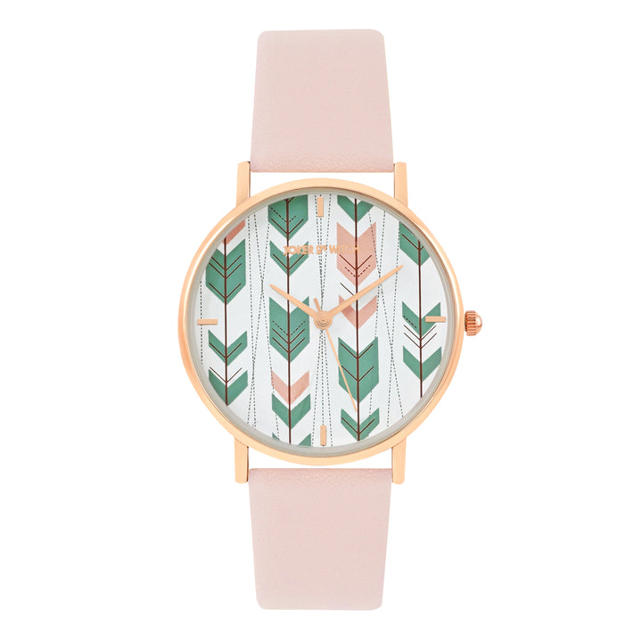 Printed Enchantress Multicolor Medium Dial Pink PU Strap Women's Watch