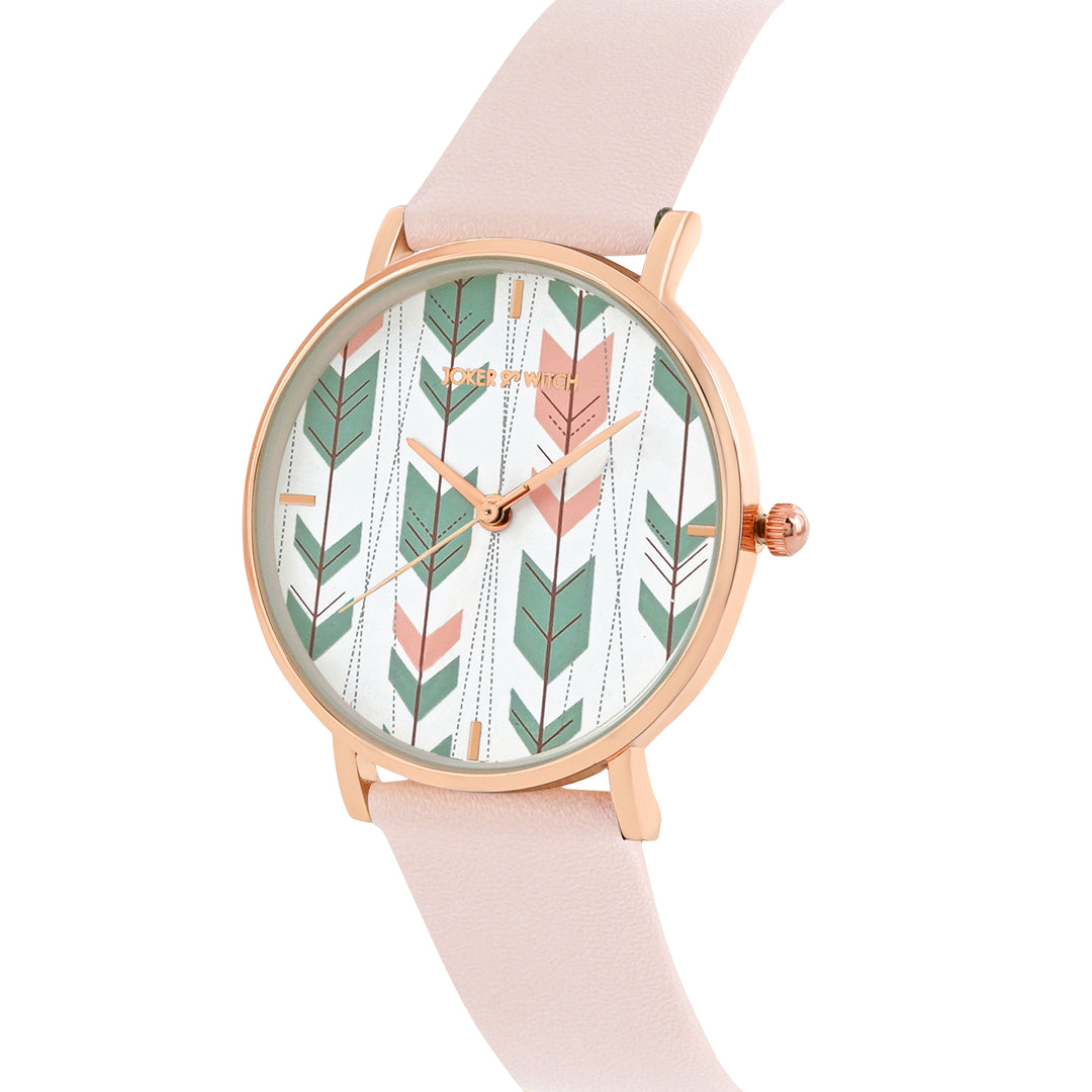 Printed Enchantress Multicolor Medium Dial Pink PU Strap Women's Watch