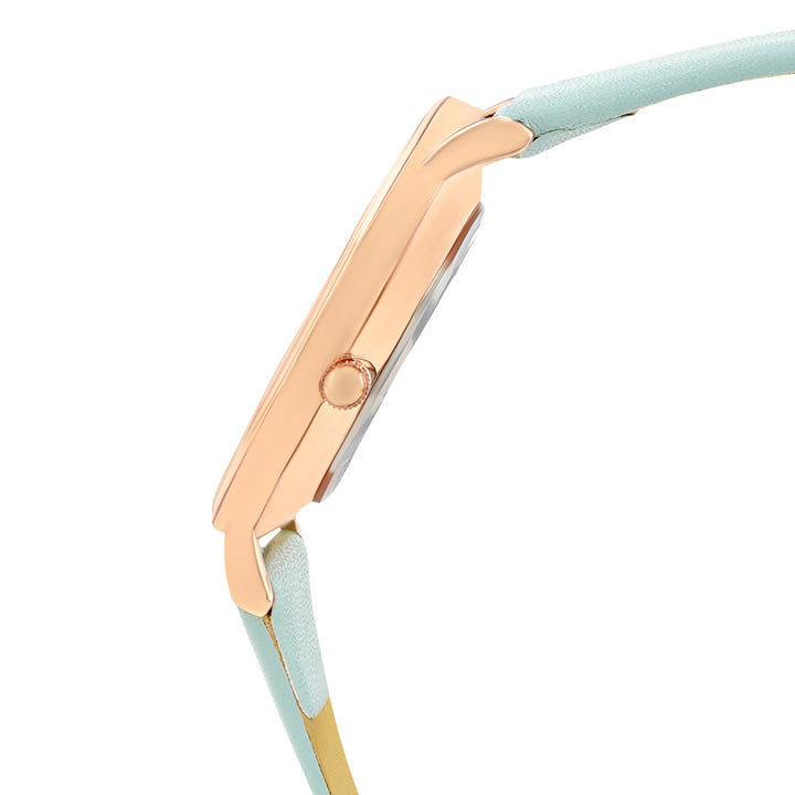 Printed Teal Trip Medium Dial Green PU Strap Women's Watch