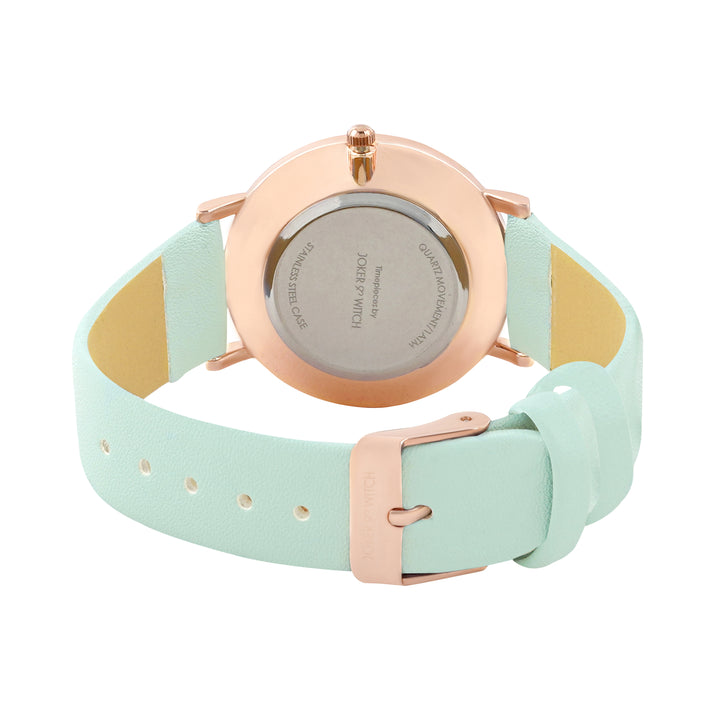 Printed Teal Trip Medium Dial Green PU Strap Women's Watch