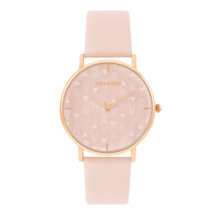 Printed Gingerbread Pink Medium Dial PU Strap Women's Watch