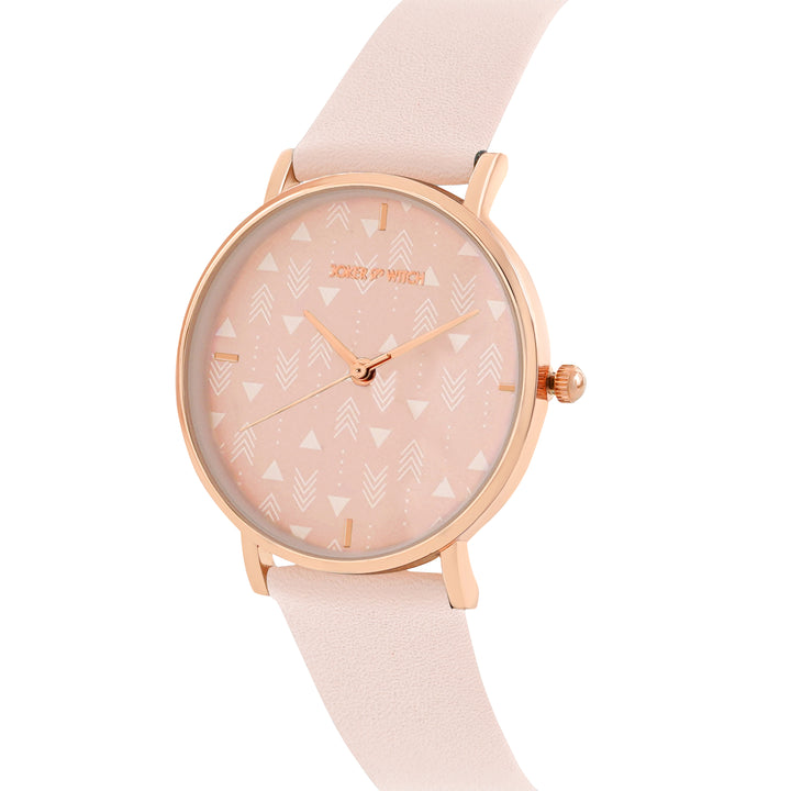 Printed Gingerbread Pink Medium Dial PU Strap Women's Watch
