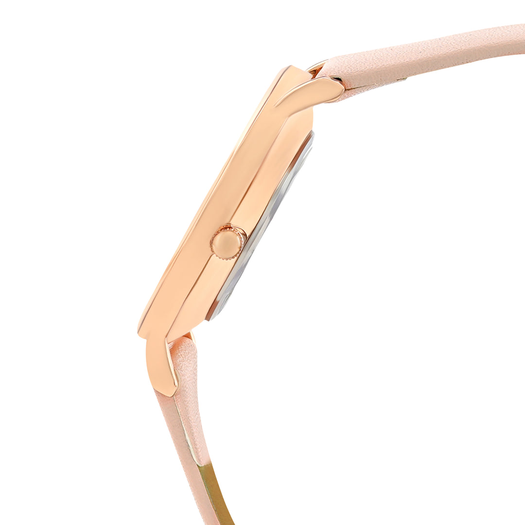 Printed Gingerbread Pink Medium Dial PU Strap Women's Watch