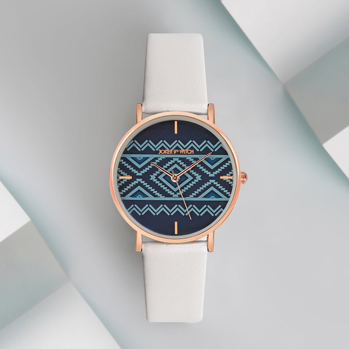 Printed Matilda Blue Medium Dial Grey PU Strap Women's Watch