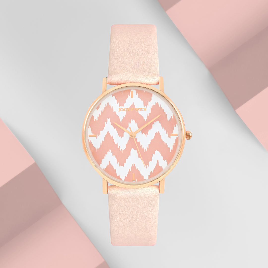 Printed Roseate Pink Medium Dial PU Strap Women's Watch