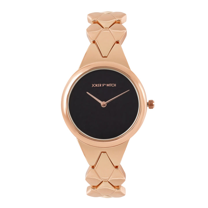 Athens Black Medium Dial Rose Gold Bracelet Strap Women's Watch