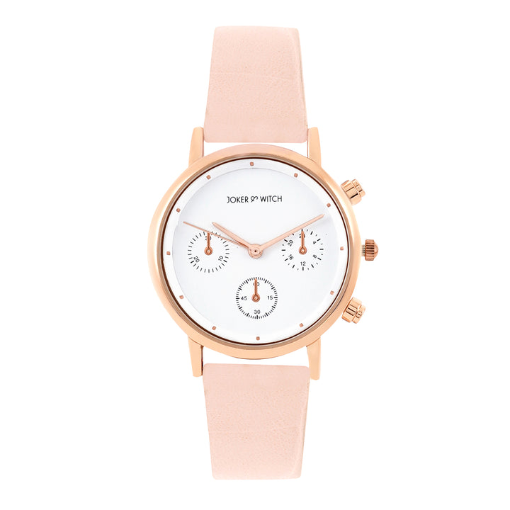 Boston White Medium Dial Pink PU Strap Women's Watch