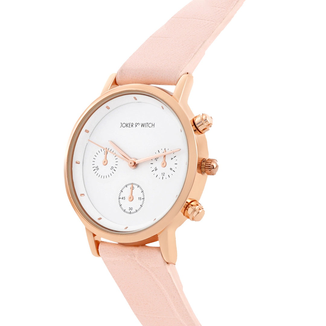 Boston White Medium Dial Pink PU Strap Women's Watch