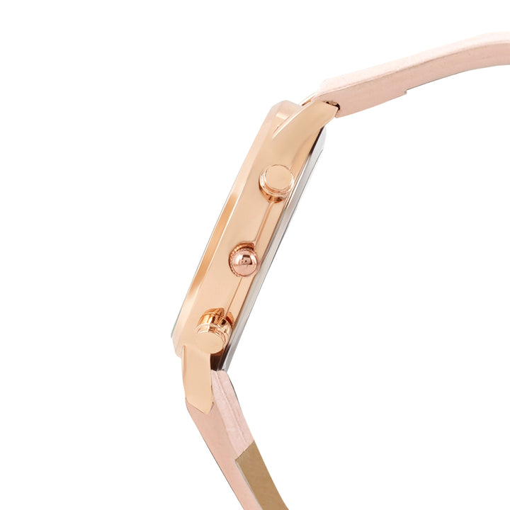 Boston White Medium Dial Pink PU Strap Women's Watch