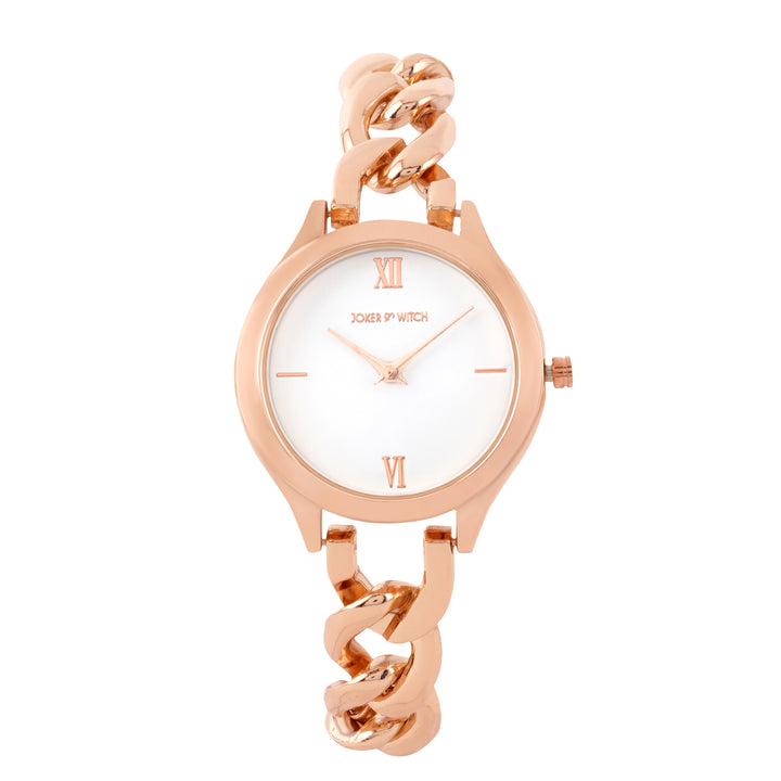 Vegas White Medium Dial Rose Gold Bracelet Strap Women's Watch