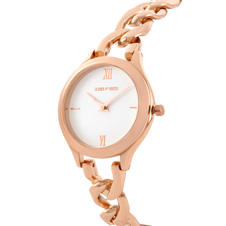 Vegas White Medium Dial Rose Gold Bracelet Strap Women's Watch