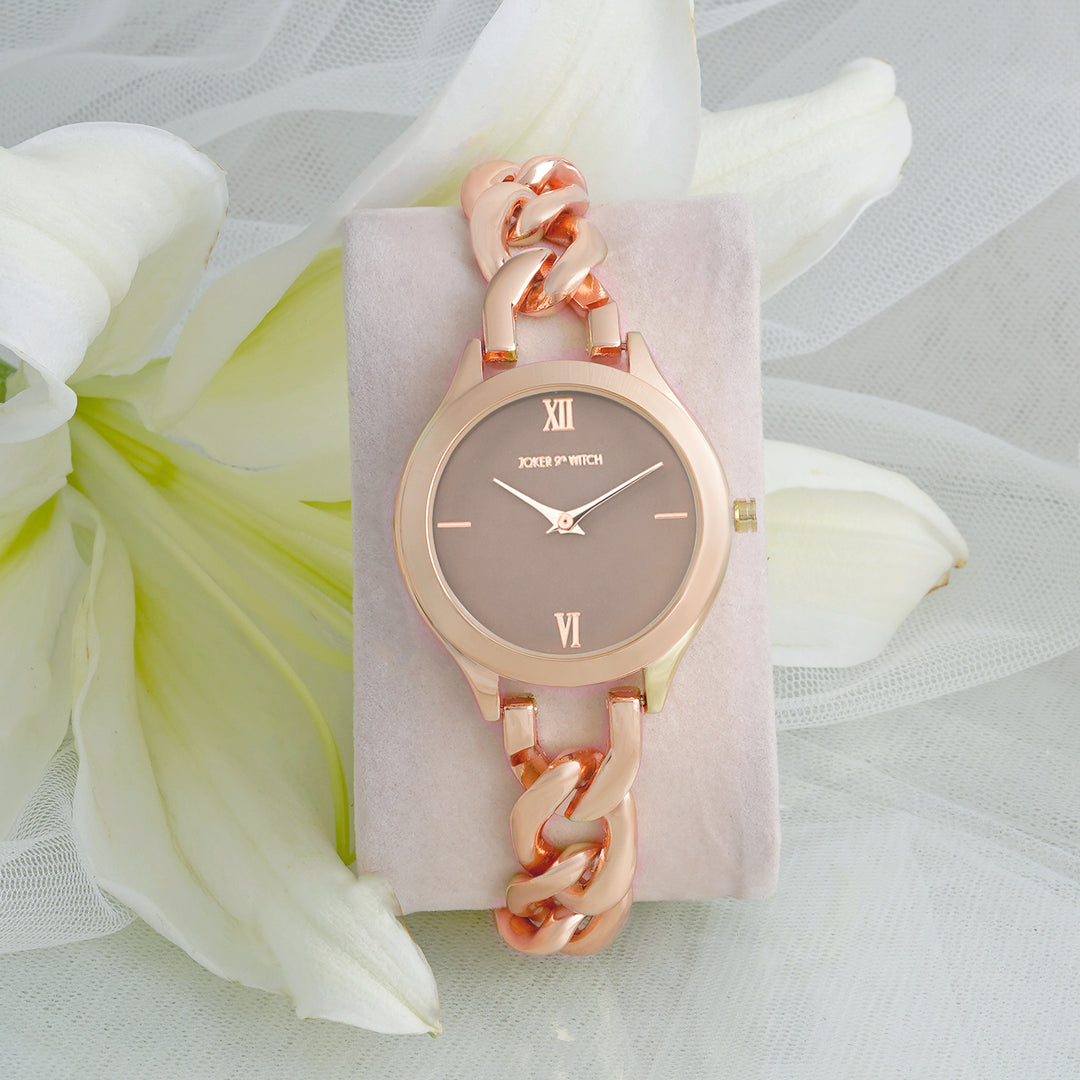 Vegas Taupe Medium Dial Rose Gold Bracelet Strap Women's Watch