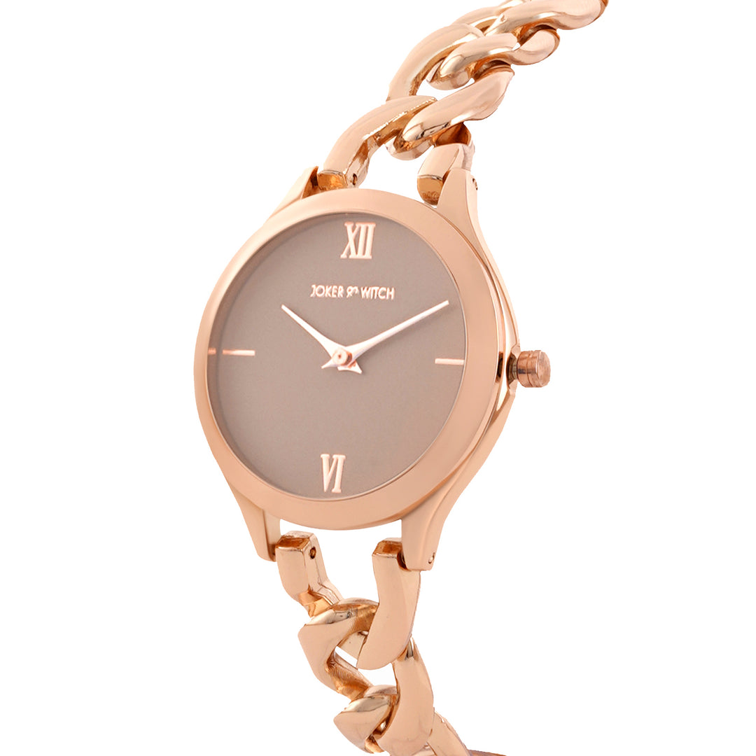 Vegas Taupe Medium Dial Rose Gold Bracelet Strap Women's Watch