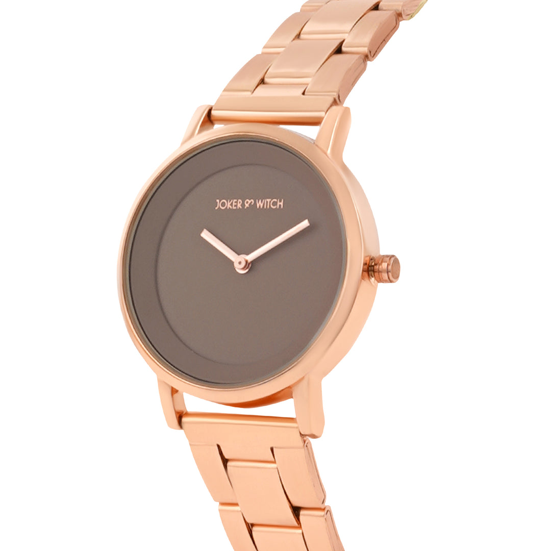 Amsterdam Taupe Medium Dial Rose Gold Linked Chain Strap Women's Watch