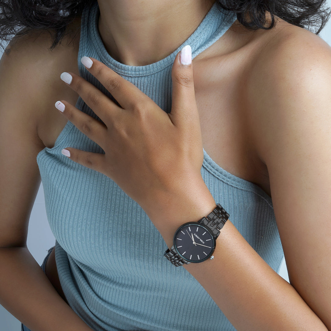 Mini Nebula Black Medium Dial Linked Chain Strap Women's Watch