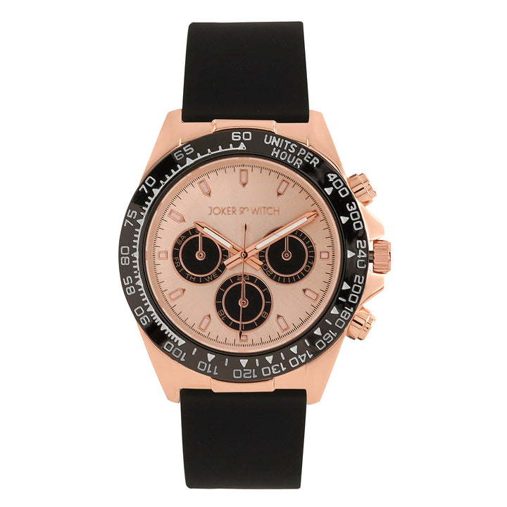 Jesko Rose Gold Large Dial Black Silicone Strap Men's Watch