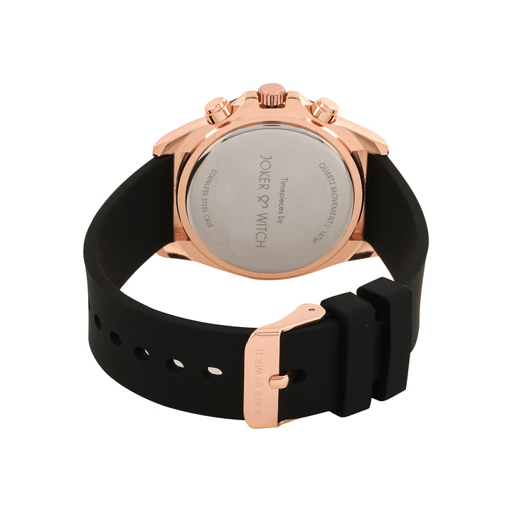 Jesko Rose Gold Large Dial Black Silicone Strap Men's Watch