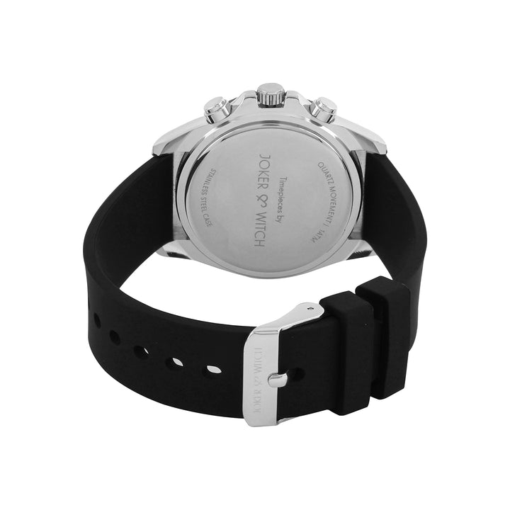 Jesko Silver Large Dial Black Silicone Strap Men's Watch