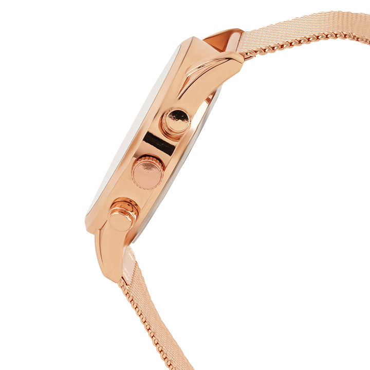 Quant Black XLarge Dial Rose Gold Mesh Strap Men's Watch