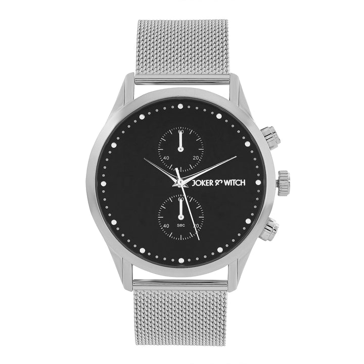 Quant Black XLarge Dial Silver Mesh Strap Men's Watch