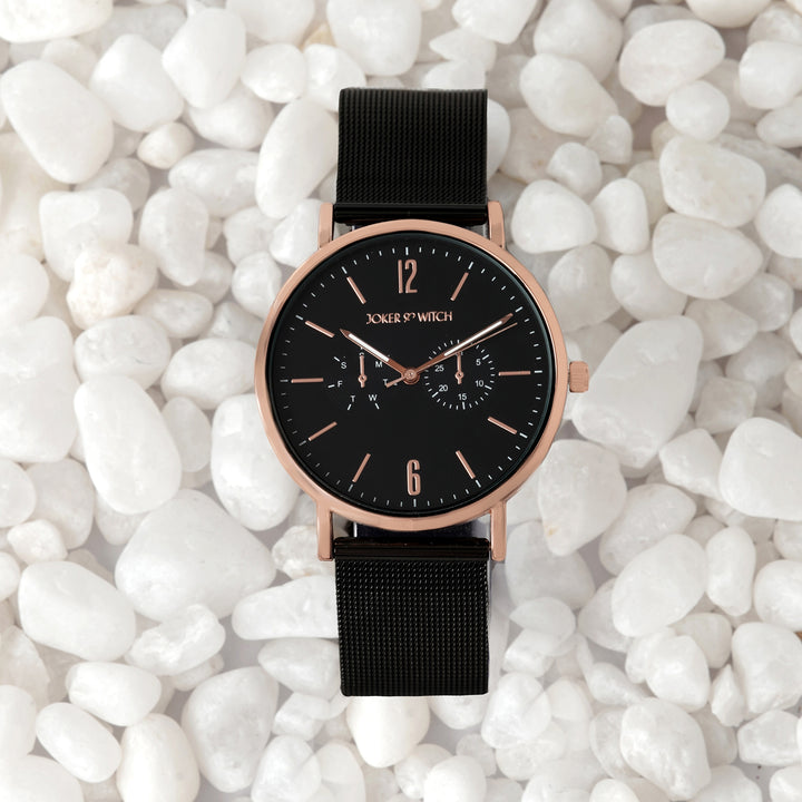 Agera Black Large Dial Mesh Strap Men's Watch